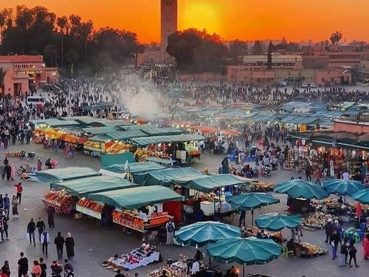 Jemaa el-Fna square at sunset, Marrakech