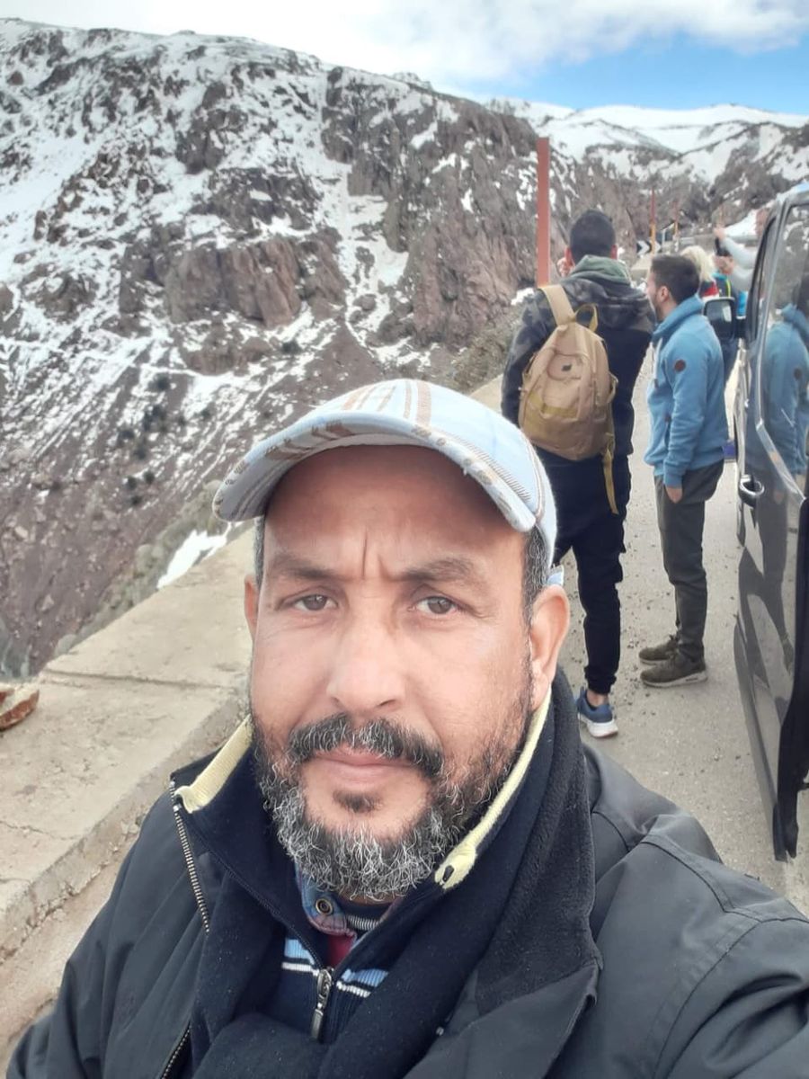 Crossing the snowy High Atlas pass in winter