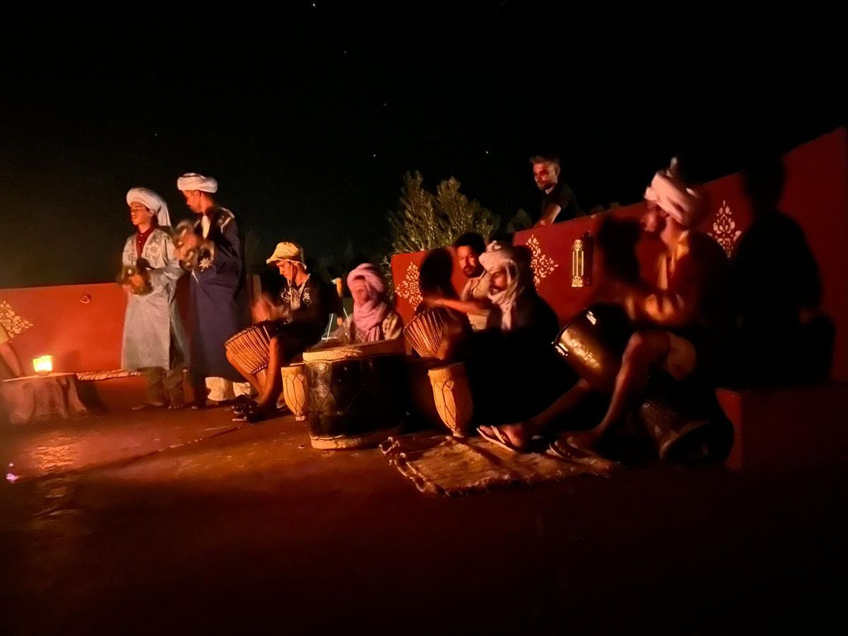 Berber drum night under the stars at the desert camp