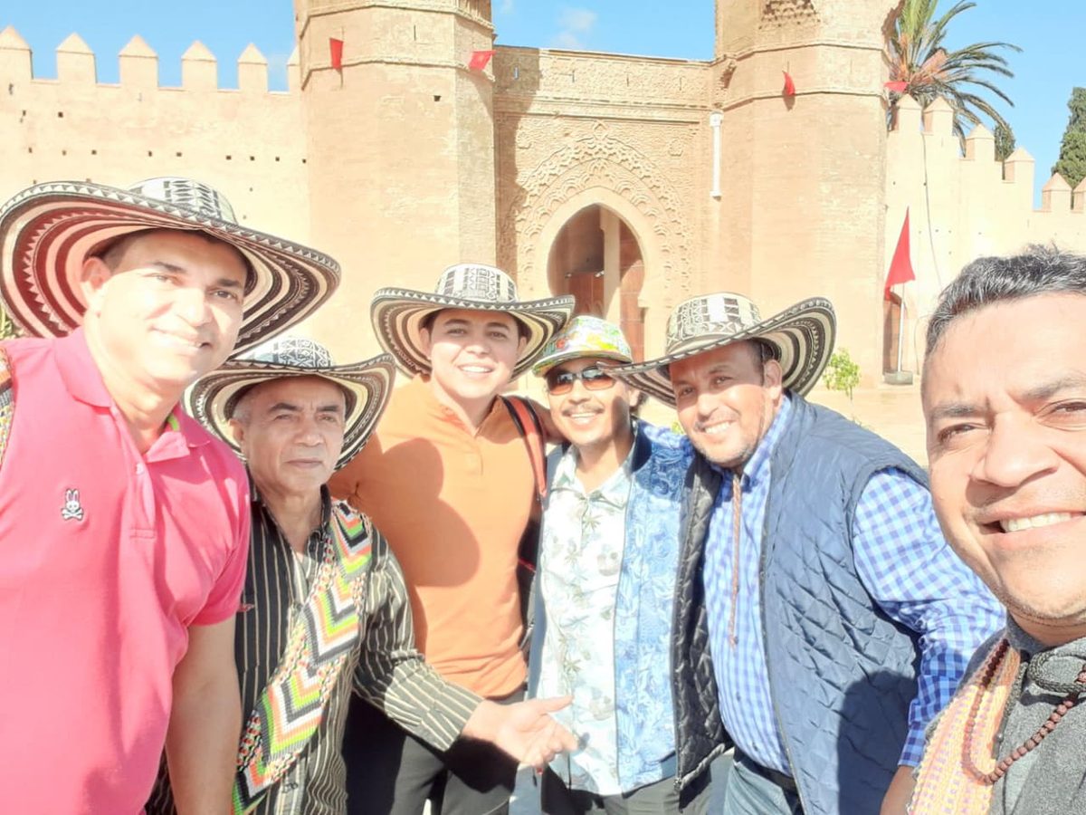 Our travelers at the Chellah gate in Rabat